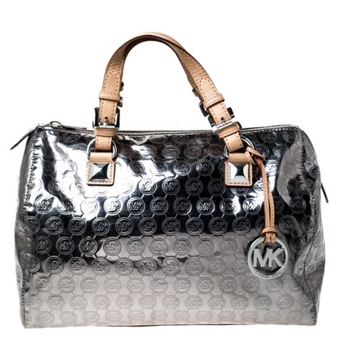 michael kors handbags black 96 silver|Michael Kors grayson silver.